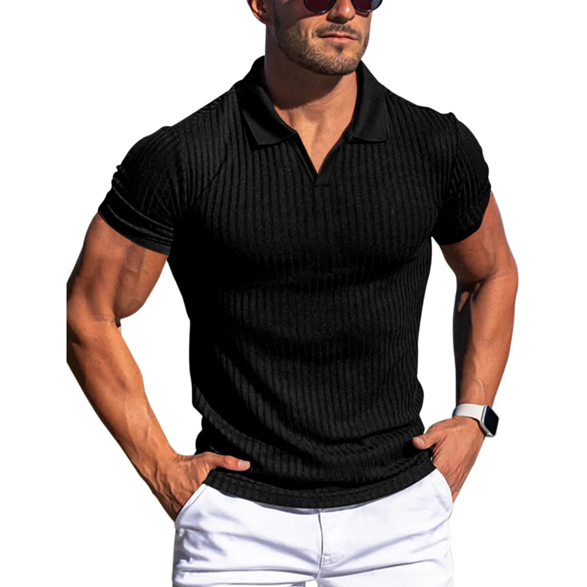 Camisa Polo Masculina Texturizada Romeni Slim Fit Manga Curta