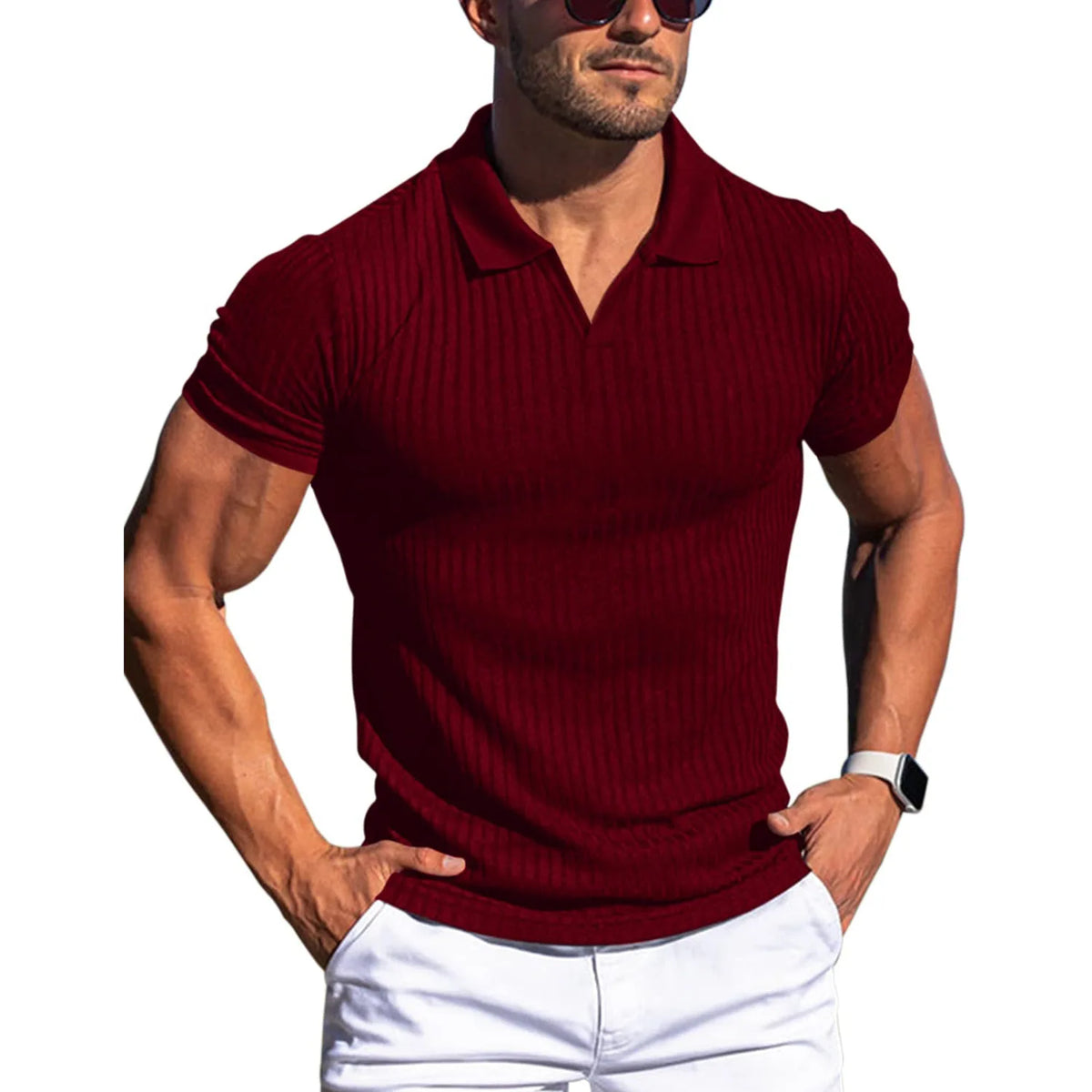 Camisa Polo Masculina Texturizada Romeni Slim Fit Manga Curta