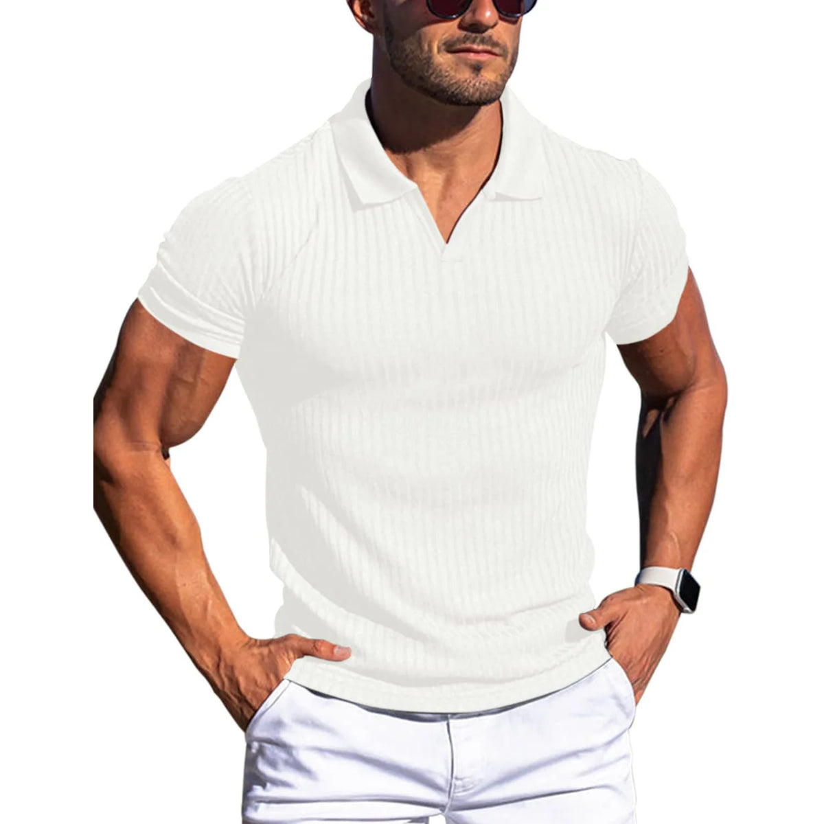 Camisa Polo Masculina Texturizada Romeni Slim Fit Manga Curta